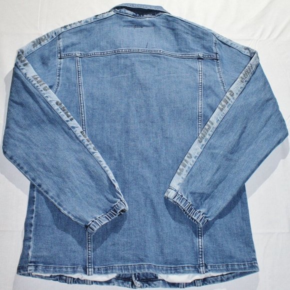 Levis Mens Track Coach Side Stripe Denim Trucker Jacket **IRREGULAR** - Picture 2 of 4